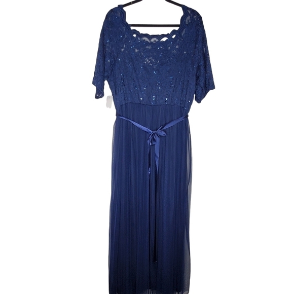 Candalite Women's Sequin Lace Maxi Dress Size 3X Lined Mesh Formal Gown NEW - Picture 5 of 16